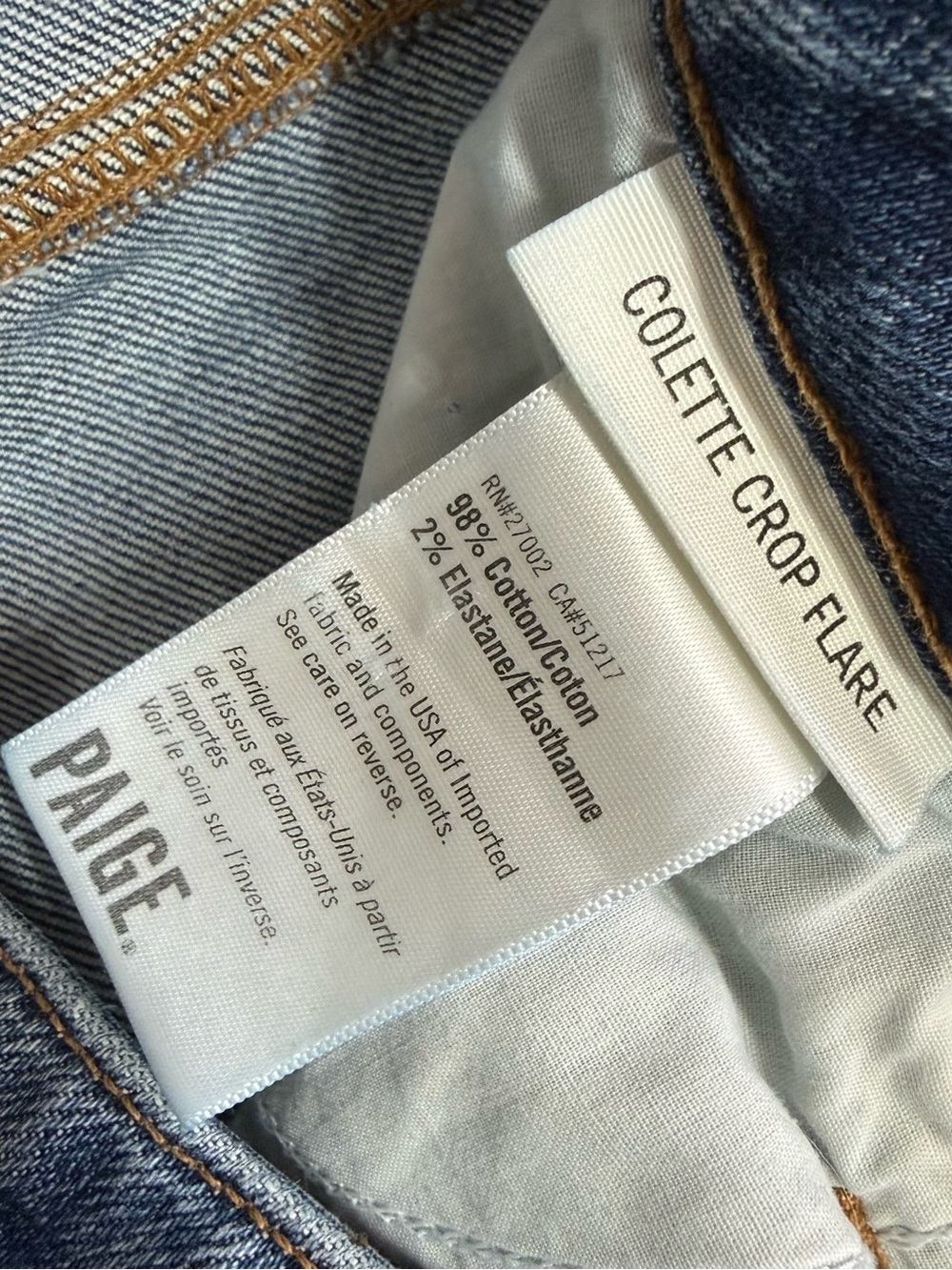 PAIGE Colette Crop Flare Jeans Size 26 Raw Hem High Rise Blue Denim - Picture 5 of 6